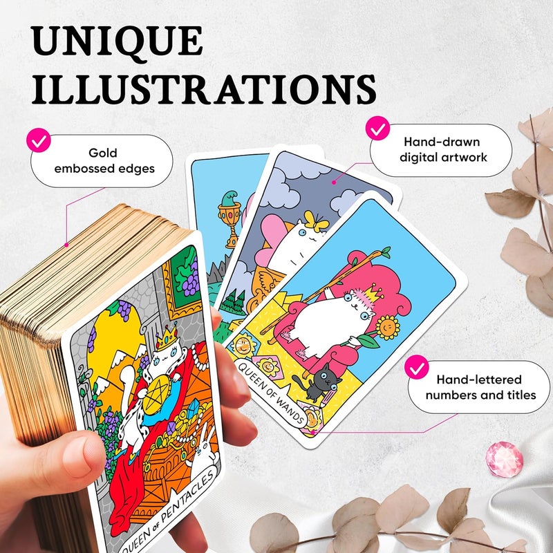 Wyspell Cat Tarot Cards: A 78-Card Tarot Deck with Guidebook for Beginners - Beautiful Unique Deck for Cat Lovers and Enthusiasts - Image 4